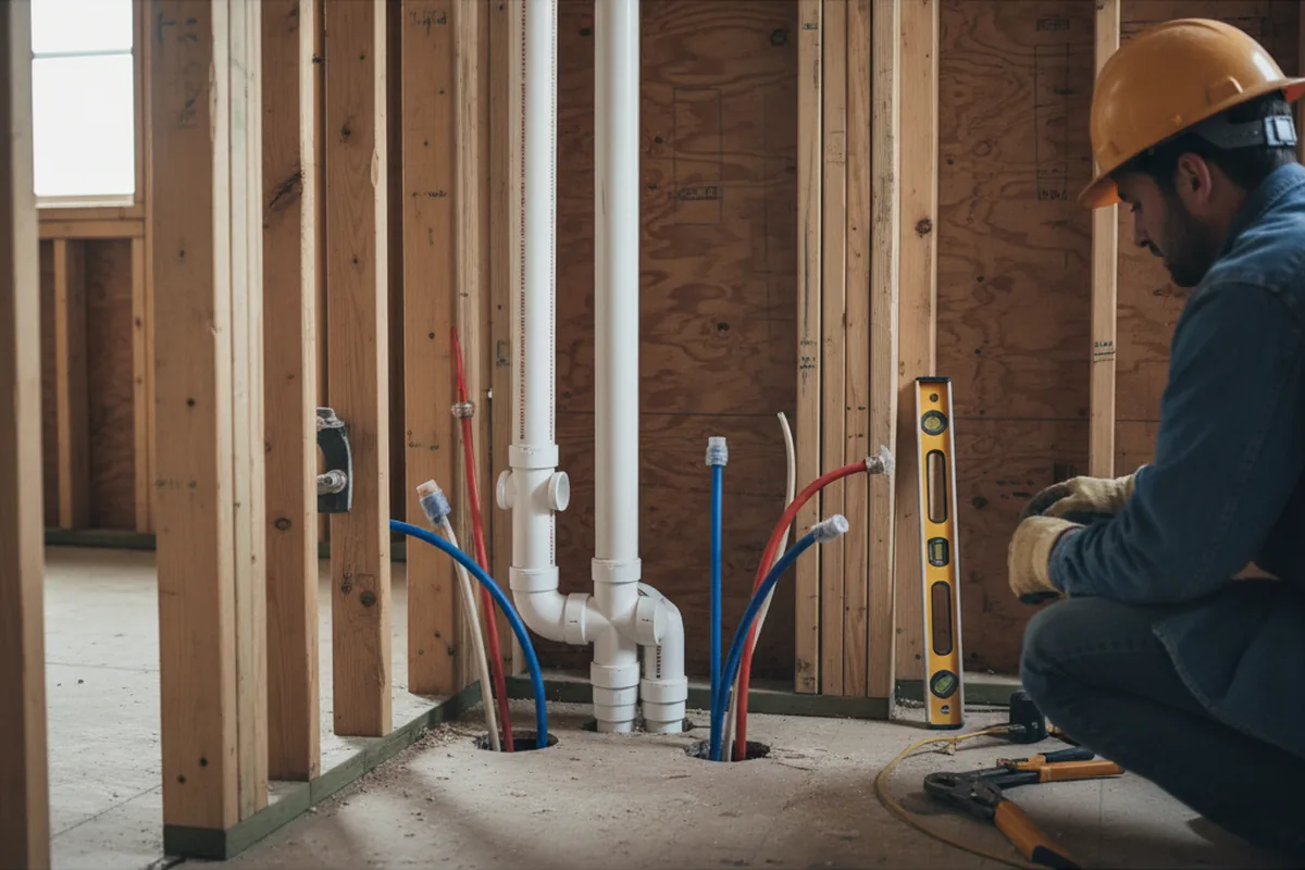 Drain and supply rough-in during Leak Detection in Mohler
