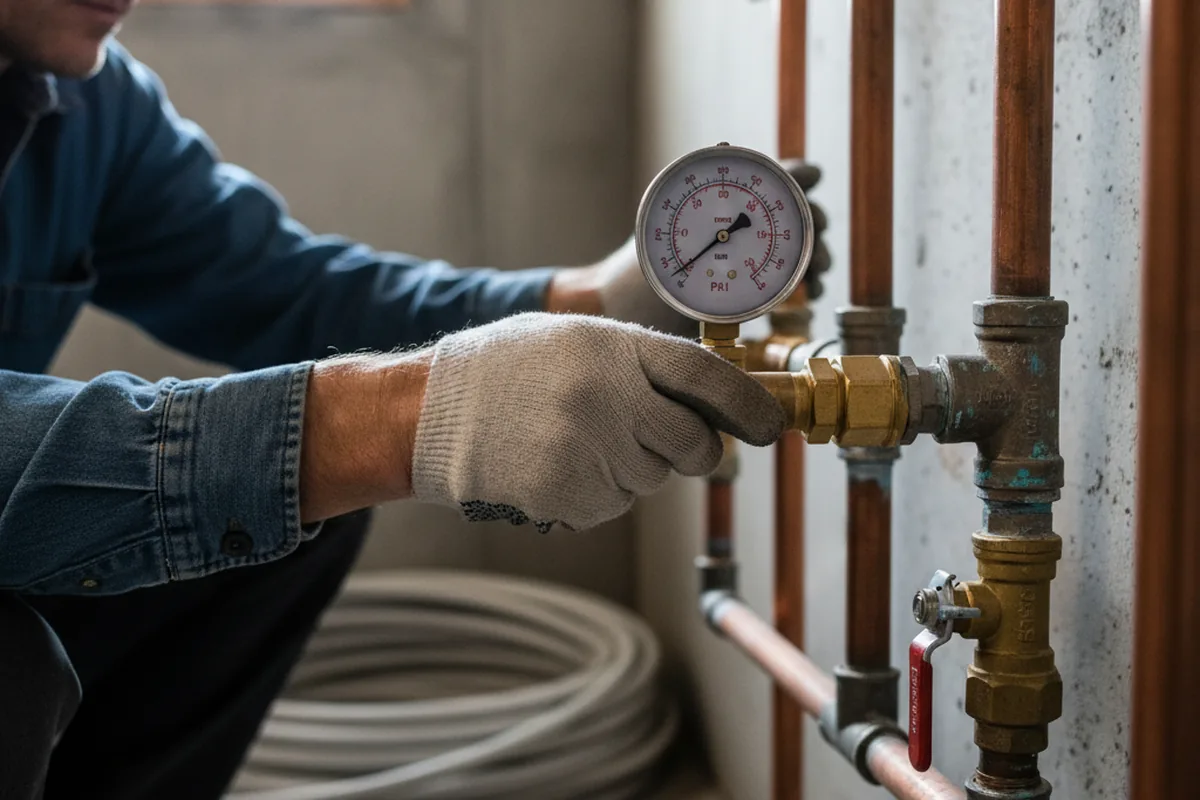 Pressure testing a repaired line during Water Line Repair in Mohler